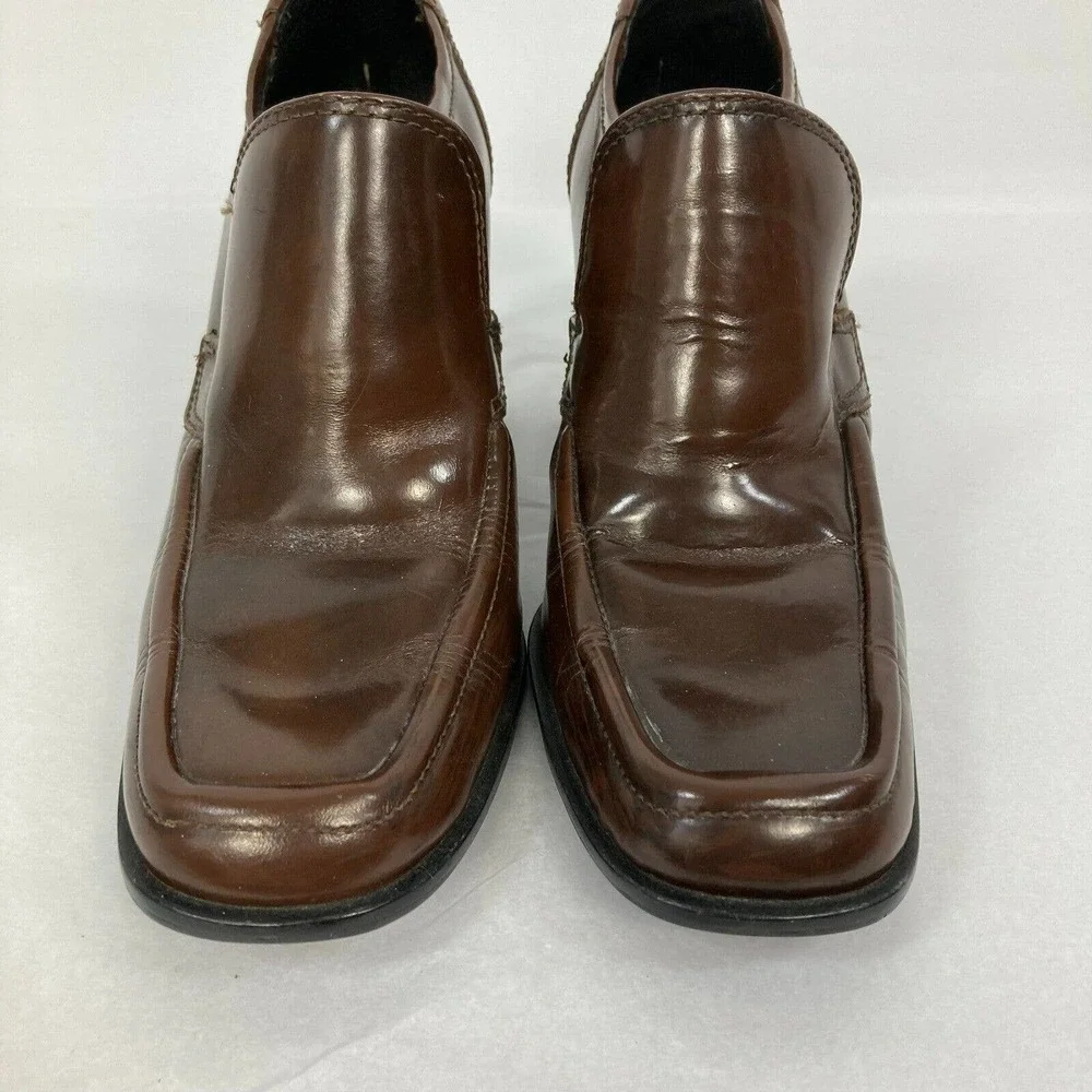 Soho Cobbler Loafers Womens Sz 6 Brown Leather Chunky Heel Loafers Vintage‎